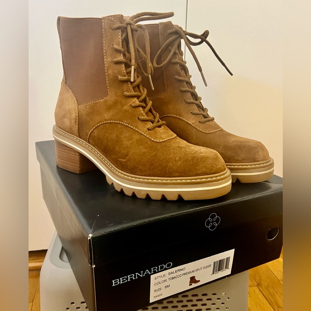 anthropologie ‘Bernardo’ Tobacco Suede Salerno Boots- US 8 BNIB